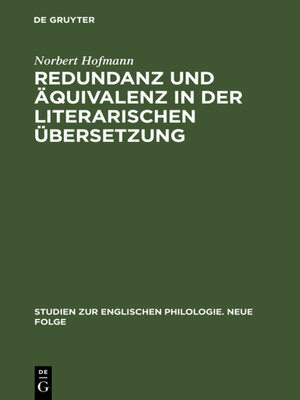 cover image of Redundanz und Äquivalenz in der literarischen Übersetzung